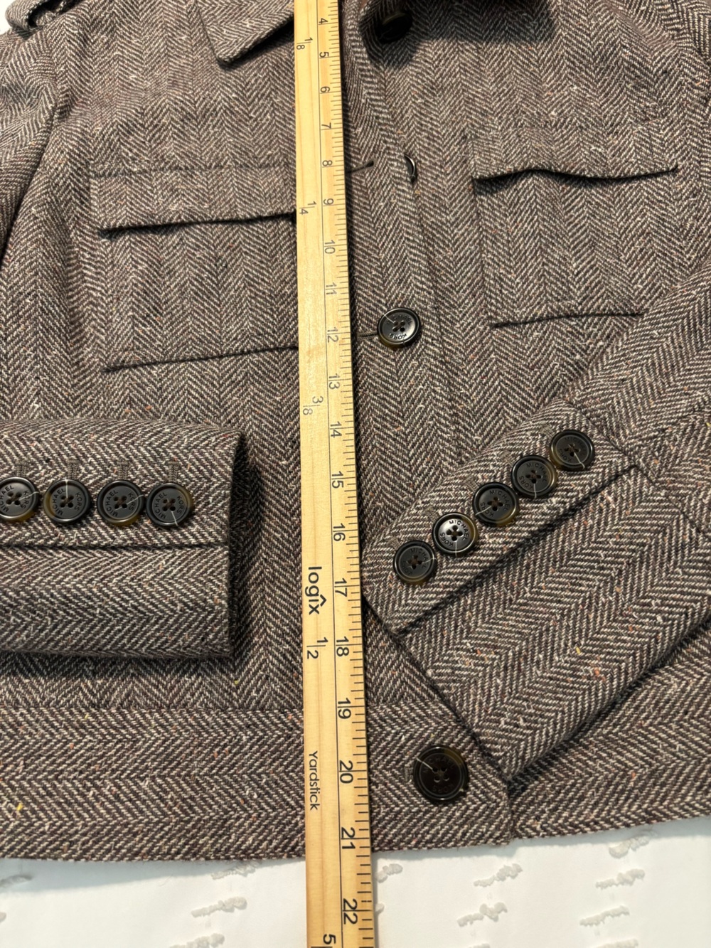 NEW Michael Michael KORS  Brown Herringbone Wool-Blend Military Stye Jacket SZ 8 - Picture 13 of 14